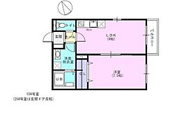 京成千原線 学園前駅 徒歩15分の賃貸アパート 2階1LDKの間取り