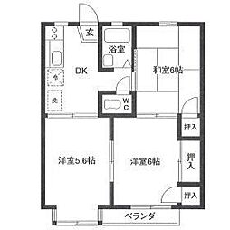 JR内房線 浜野駅 徒歩18分の賃貸アパート 1階3Kの間取り