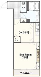 JR総武本線 東千葉駅 徒歩10分の賃貸アパート 2階1DKの間取り