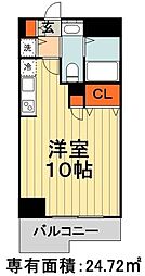 JR総武線 千葉駅 徒歩10分の賃貸マンション 14階ワンルームの間取り
