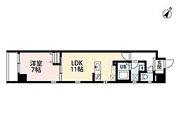京成千葉線 みどり台駅 徒歩10分の賃貸マンション 8階1LDKの間取り