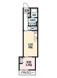 千葉都市モノレール 穴川駅 徒歩3分の賃貸アパート 1階1LDKの間取り