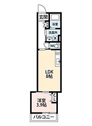 千葉都市モノレール 穴川駅 徒歩3分の賃貸アパート 2階1LDKの間取り