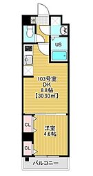JR総武線 幕張駅 徒歩2分の賃貸マンション 1階1DKの間取り