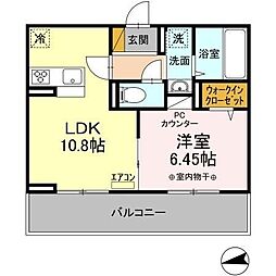 JR外房線 鎌取駅 徒歩19分の賃貸アパート 1階1LDKの間取り