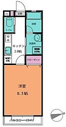 JR総武本線 稲毛駅 徒歩13分の賃貸アパート 2階1Kの間取り
