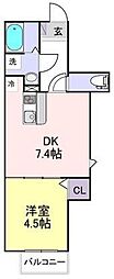 京成千葉線 みどり台駅 徒歩4分の賃貸アパート 3階1DKの間取り
