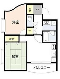 JR総武線 西千葉駅 徒歩7分の賃貸マンション 3階2DKの間取り