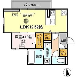JR総武本線 物井駅 徒歩6分の賃貸アパート 3階1LDKの間取り
