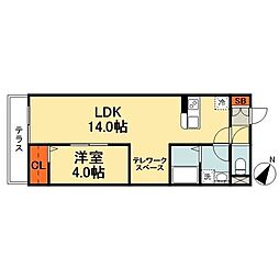 JR総武線 西千葉駅 徒歩8分の賃貸アパート 1階1LDKの間取り