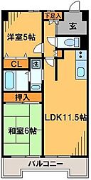 JR総武線 千葉駅 バス5分 高品坂下下車 徒歩6分の賃貸マンション 4階2LDKの間取り