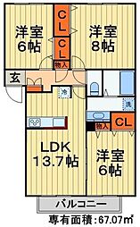 アリエッティ 2階3LDKの間取り