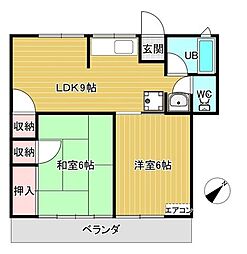 JR総武線 幕張駅 徒歩6分の賃貸アパート 2階2LDKの間取り