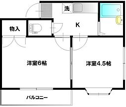 JR総武線 幕張本郷駅 徒歩20分の賃貸アパート 2階2Kの間取り
