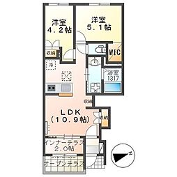 JR総武本線 四街道駅 徒歩21分の賃貸アパート 1階2LDKの間取り