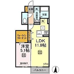 JR外房線 鎌取駅 徒歩20分の賃貸アパート 1階1LDKの間取り