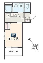 京成千葉線 京成稲毛駅 徒歩8分の賃貸アパート 3階1Kの間取り