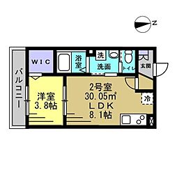 JR内房線 浜野駅 徒歩5分の賃貸アパート 3階1LDKの間取り