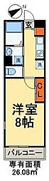 JR総武線 稲毛駅 徒歩10分の賃貸マンション 3階1Kの間取り
