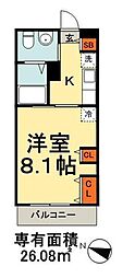 JR総武線 千葉駅 徒歩19分の賃貸マンション 1階1Kの間取り