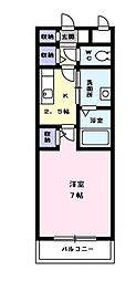 JR内房線 本千葉駅 徒歩10分の賃貸マンション 2階1Kの間取り