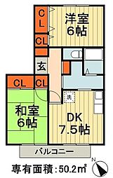 千葉都市モノレール みつわ台駅 徒歩6分の賃貸アパート 1階2DKの間取り