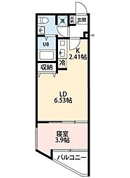 京成千原線 千葉寺駅 徒歩13分の賃貸アパート 1階1LDKの間取り