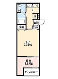 京成千原線 千葉寺駅 徒歩13分の賃貸アパート 2階1LDKの間取り