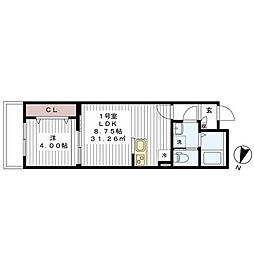 JR外房線 本千葉駅 徒歩10分の賃貸アパート 2階1LDKの間取り