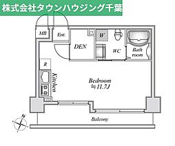 リエス千葉新宿 6階ワンルームの間取り