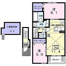 京成本線 京成臼井駅 徒歩27分の賃貸アパート 2階2LDKの間取り