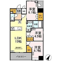 JR総武線 千葉駅 徒歩11分の賃貸マンション 14階3LDKの間取り