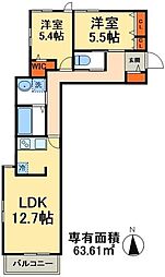 レジデンスGINKGO 2LDKの間取図画像