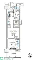 スカイグランデ津田沼 1LDKの間取図画像