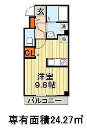 バードランド ワンルームの間取図画像