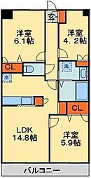 ファーストコート 3LDKの間取図画像