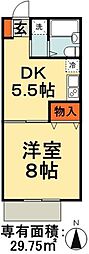 サンライズハイツ.2 1DKの間取図画像