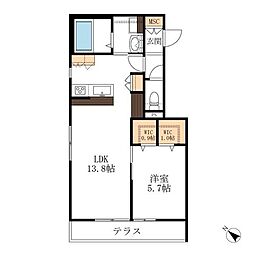 シャルムK 1LDKの間取図画像