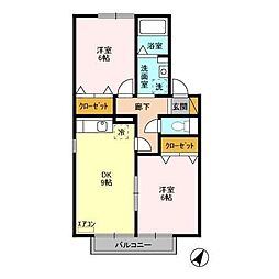 アドバンテージ5 2DKの間取図画像