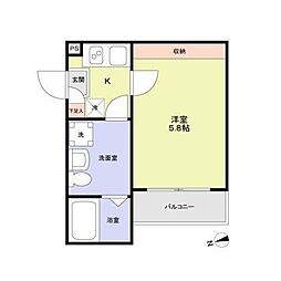 Kei-ei Residence稲毛 1Kの間取図画像