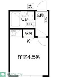 グランドール調布 2階ワンルームの間取り