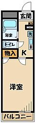 レオパレスステラ 2階1Kの間取り