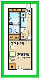 京王線 多磨霊園駅 徒歩11分の賃貸アパート 2階1Kの間取り