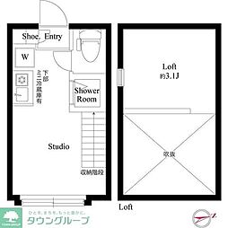 ハーモニーテラス高井戸西 2階ワンルームの間取り