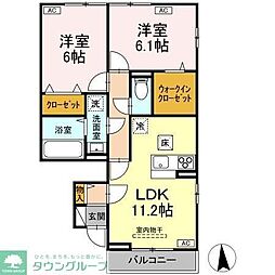 ガーネット　I 1階2LDKの間取り
