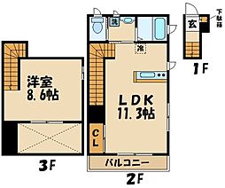 サンライズ西つつじヶ丘 2階ワンルームの間取り