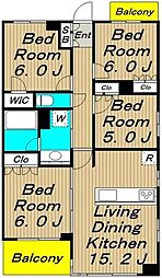 プレミスト浜田山 3階4LDKの間取り