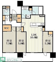 シティタワー国分寺　ザ・ツインウエスト 34階3LDKの間取り