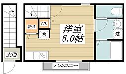 Villa・Lupinus（ヴィラ・ルピナス） 2階ワンルームの間取り