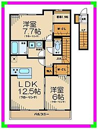 アドヴァンスＫ 2階2LDKの間取り